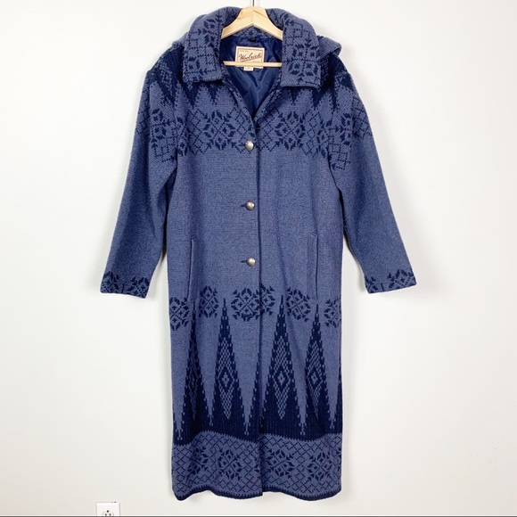 Woolrich Jackets & Blazers - WOOLRICH VINTAGE Hooded Aztec Print Boho Southwestern Wool Blend Long Coat M